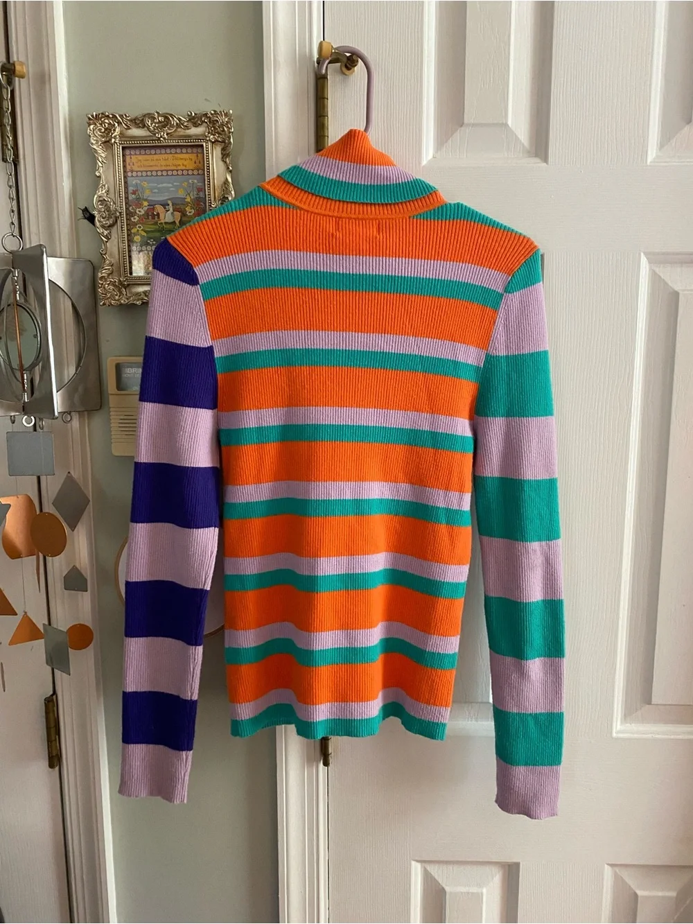 Maeve by Anthropologie Colorful Striped Ribbed Turtleneck Womens Size L - Picture 4 of 7